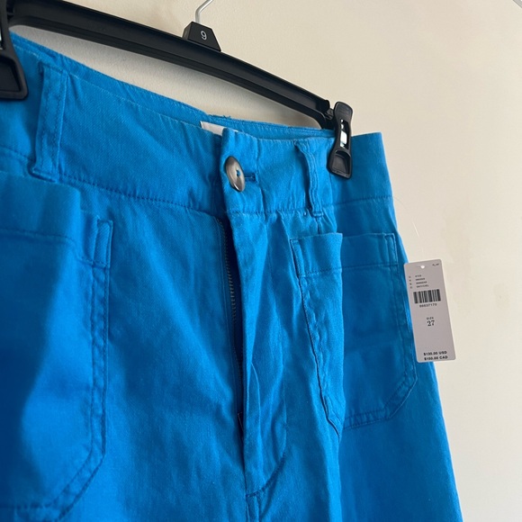 NWT Anthropologie Maeve The Colette Cropped Wide-Leg Pants Linen Sky Blue New - Picture 4 of 9